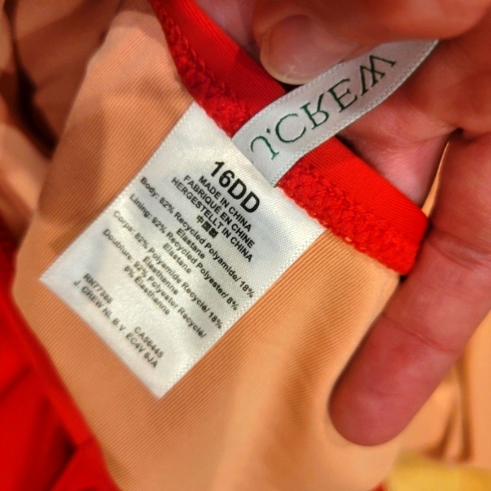 J. Crew Red One-Piece V-neck Full Coverage Swimsuit Size 16 DD - Picture 8 of 9